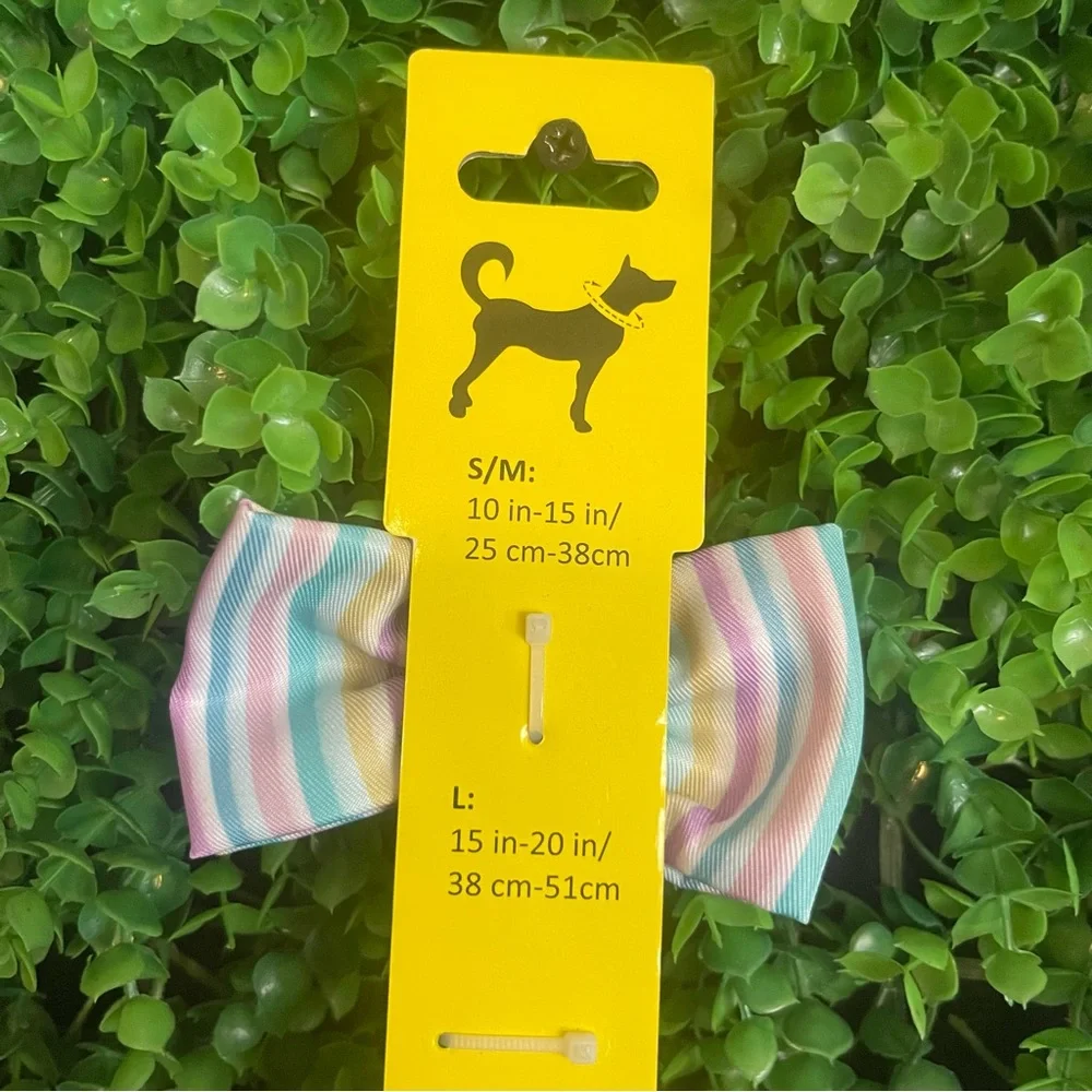 Pastel Stripes Bow Tie & Collar Set Eggcellent Easter Pets Large NEW